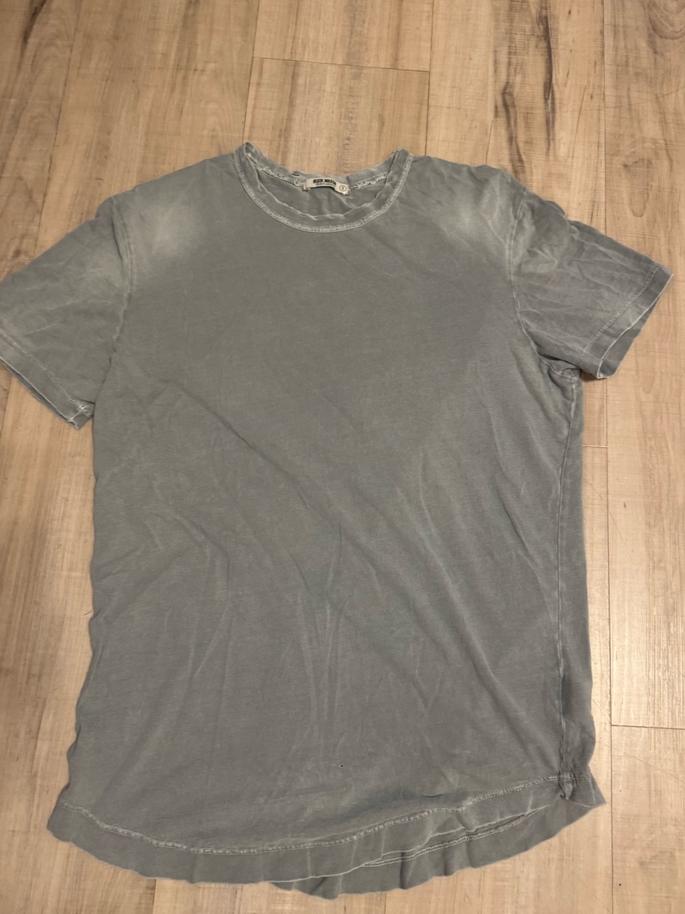 Buck Mason Made in USA Distressed Washed Gray Tee S